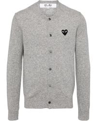 COMME DES GARÇONS PLAY - Comme Des Garçons Play Heart Patch Crewneck Cardigan - Lyst