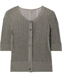 Adam Lippes - Metallic Pointelle And Ribbed-Knit Cardigan - Lyst