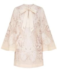 Zimmermann - Tie Neck Tunic Dress - Lyst