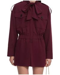 Self-Portrait - Tie-Neck Elasticated-Waist Mini Playsuit - Lyst