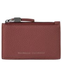 Brunello Cucinelli - Logo Leather Card Holder - Lyst