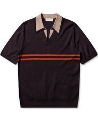 Dries Van Noten - Striped Knitted Polo Shirt - Lyst
