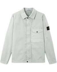 Stone Island - Logo Patch Long Sleeved Shirt Jacket - Lyst