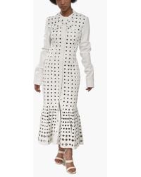 Off-White c/o Virgil Abloh - Eyelet-Embellished Belted Midi Dress - Lyst