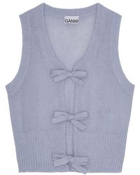 Ganni - U-Neck Tie-String Knit Vest - Lyst