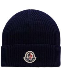 Moncler - Logo Patch Ribbed-Knit Beanie - Lyst