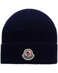 Moncler - Logo Patch Ribbed-Knit Beanie - Lyst