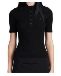 Courreges - Courrèges Short-Sleeved Ribbed Polo Shirt - Lyst