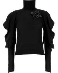 Blumarine - Puff-Sleeve Turtleneck Sweater - Lyst