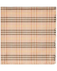 Burberry - Checked Frayed Edge Scarf - Lyst