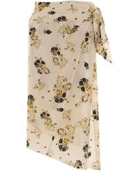 Isabel Marant - Floral Printed Side Slit Skirt - Lyst
