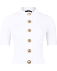 Balmain - Ribbed Buttoned Top - Lyst