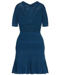 Balmain - Sheer Knit Pleated Dress - Lyst
