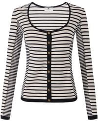 Elisabetta Franchi - Striped Button-Up Cardigan - Lyst