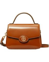 Tory Burch - Small Robinson Spazzolato Top-Handle Bag - Lyst