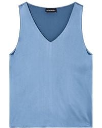 Emporio Armani - Silk Satin V-Neck Top - Lyst