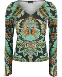 Etro - V-Neck Printed Jersey Top - Lyst