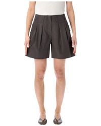 Low Classic - Pleated Cotton Shorts - Lyst