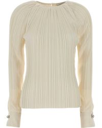 Lanvin - Plissé-Effect Buttoned-Cuff Top - Lyst