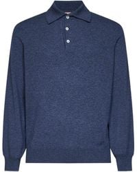 Brunello Cucinelli - Long-Sleeved Knitted Polo Shirt - Lyst