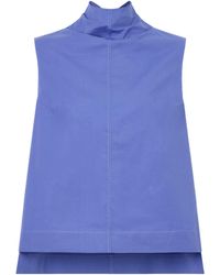 Brandon Maxwell - The Finn Cotton-Poplin Turtleneck Blouse - Lyst
