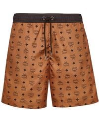 MCM - Logo Print Beach Shorts - Lyst