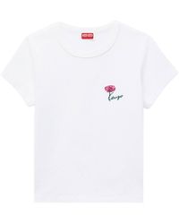 KENZO - Logo Embroidered Short Sleeved T-Shirt - Lyst