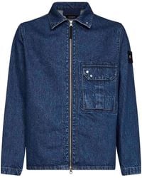 Stone Island - Zip-Front Denim Shirt - Lyst