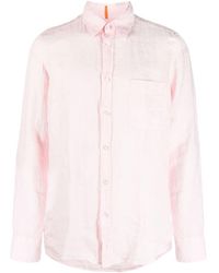 BOSS - Button-Down Fastening Linen Shirt - Lyst