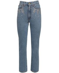 Alessandra Rich - Crystal Decorated Jeans - Lyst
