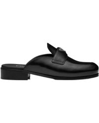 Prada - Brushed Leather Mules - Lyst