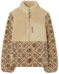 Tory Burch - T Letter Combination Fleece Jacket - Lyst