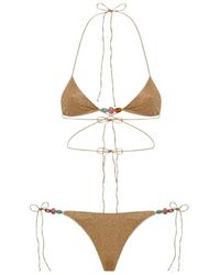 Oséree - Oséree Beaded Lurex Triangle Bikini - Lyst