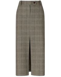 Pinko - Prince Of Wales Check Front-Slit Midi Skirt - Lyst