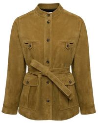 Yves Salomon - Belted Suede Jacket - Lyst