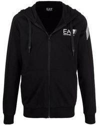 EA7 - Logo-Print Zip-Up Hoodie - Lyst
