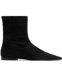 TOTEME - Zipped Suede Pointed-Toe Boots - Lyst