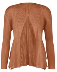 Pleats Please Issey Miyake - Pleats Please Issey Miyake Pleated V-Neck Knitted Top - Lyst