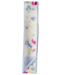 Prada - Printed Silk Twill Skinny Scarf - Lyst