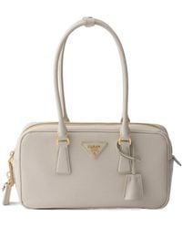 Prada - Small Saffiano Leather Top-Handle Bag - Lyst