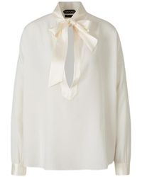 Tom Ford - Long Sleeve Bow Detail Top - Lyst