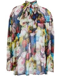 Dolce & Gabbana - Floral Long Sleeve Chiffon Shirt - Lyst