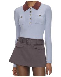 Self-Portrait - Contrast Collar Knit Top - Lyst