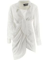 Jacquemus - La Robe Bahia Draped Shirt Dress - Lyst