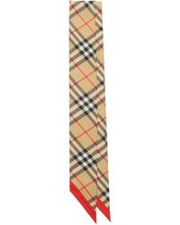 Burberry - Skinny Contrast Check Silk Scarf - Lyst