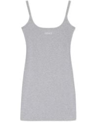 Versace - Logo Embroidered Ribbed Mini Dress - Lyst