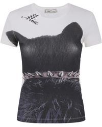 Blumarine - Short Sleeved Printed Knitted Top - Lyst