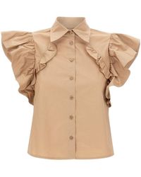 Kaos - Ruffled Cropped Shirt - Lyst