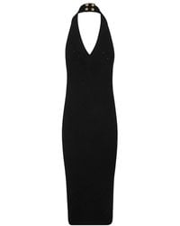 Balmain - Halterneck Knit Midi Dress - Lyst