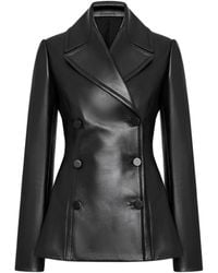Alaïa - Alaïa Fitted Leather Double-Breasted Coat - Lyst